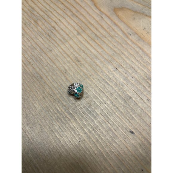 Teal Silver White With Rhinestone Heart Bracelet Charm Silver Tone Fits Pandora - Picture 3 of 6